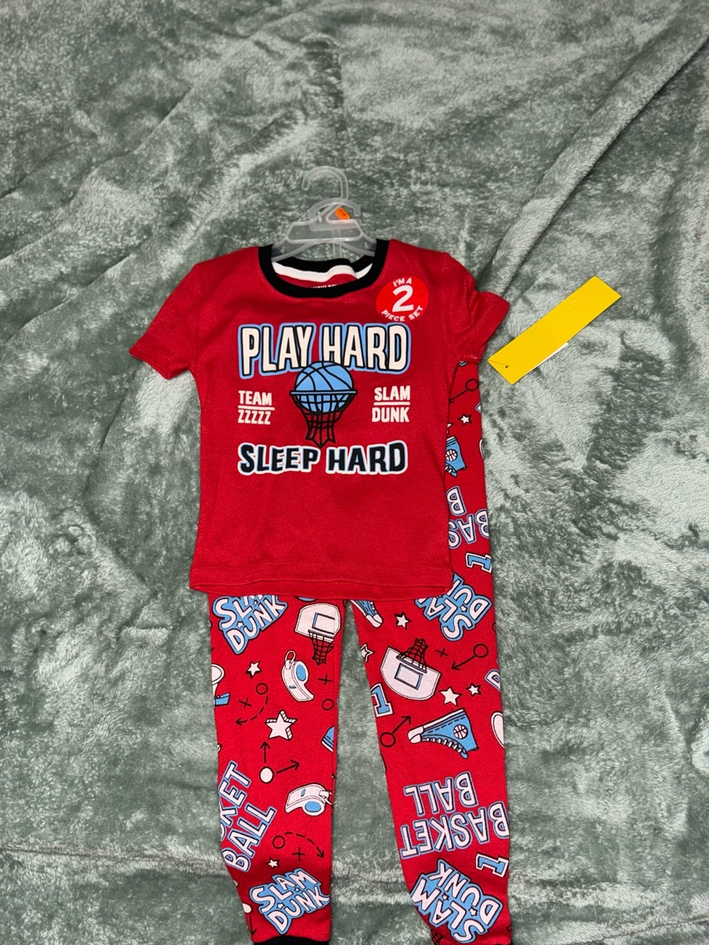 Red "Play Hard Sleep Hard" Kids Pajama Set